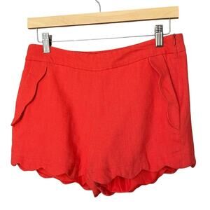 Cynthia Rowley Women's Orange Linen Blend Scallop Hem Shorts Size 4